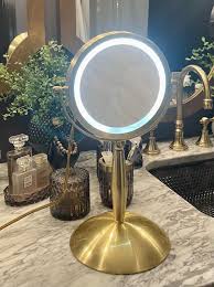 gold vanity mirror table top lighted