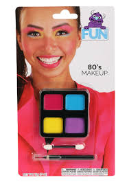 1980s inspired neon makeup kit costume makeup kit womens pink blue yellow one size fun costumes