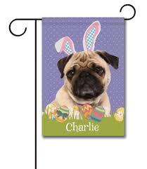 Personalized Easter Pug Garden Flag