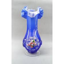 Art Glass Blue Vase Flower Murano