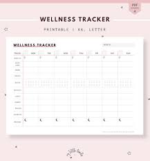 Weekly Wellness Printable Tracker Wellness Planner Chart Wellness Journal Mood Food Excercise Water Sleep A4 And Letter