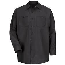 Red Kap Mens Size M Black Long Sleeve Work Shirt