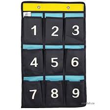 Anizer Numbered Pocket Chart Over Door Hanging Classroom Organizer Cell Phones Calculators Holders Blue 9 Pockets B07gb234kt