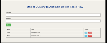 add edit delete table row in jquery