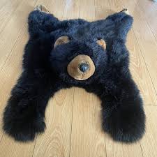 black bear faux fur bear skin rug plush
