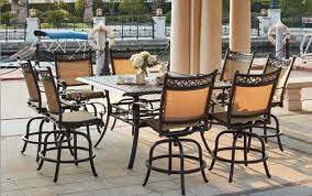 Patio Furniture Cast Aluminum Sling Counter Height Bar Dining Set 9pc Mountain View