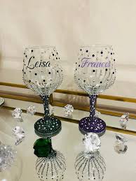 Customized Diamond Wine Glass Bedazzled