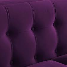 Purple Velvet 3 Seater Tuxedo Sofa