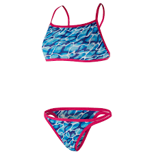 Speedo Kids Waterflow Fireglam Flip Reverse 2 Piece Bikini Electric Pink Turquoise Amparo Blue 32 Uk