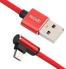 NIGOO Micro USB Cables 90 Degree Angle Data Sync 1m/3.3ft Aione Android  Cable Nylon Braided USB Cable- Compatible with Samsung, Nexus, LG, Sony,  HTC, Kindle, PS4 Controller,Red : Buy Online at Best
