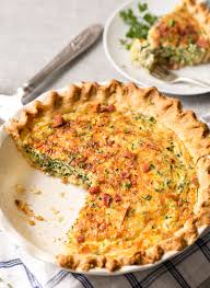basic cheesy spinach quiche with bacon