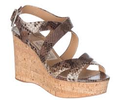 Salvatore Ferragamo Womens Persy Snake Embossed Leather Platform Wedge Sandals Shoes