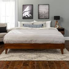 solid walnut wood king platform bed