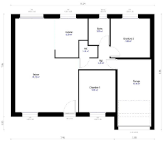 plan de maison 2 chambres modèle