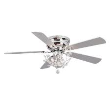 chrome flush mount crystal ceiling fan