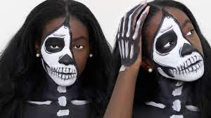 half skeleton halloween makeup tutorial