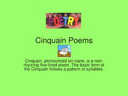 cinquain poems powerpoint presentation