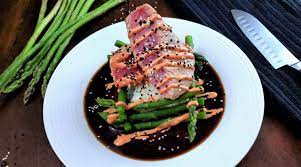 seared tuna steak with soy sauce gravy