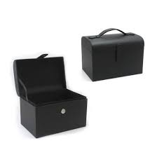 large black leather cosmetic box makeup