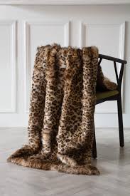 light faux fur leopard print throw