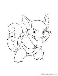 The scratches on its shell are evidence of this pokémon's toughness as a battler. Pokemon Wartortle Coloring Page Coloring Page Central