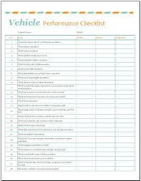 Vehicle Performance Checklist Template For Excel Word