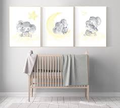 Yellow Nursery Wall Art Elephant