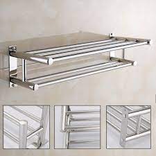 Get free shipping on qualified stainless steel towel bars or buy online pick up in store today in the bath department. Dilwe Stainless Steel Bath Towel Rack Bathroom Shelf With Double Towel Bar Storage Organizer Contemporary Hotel Square Style Wall Mount Walmart Com Walmart Com