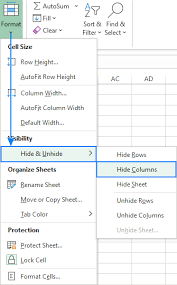 how to hide columns in excel using