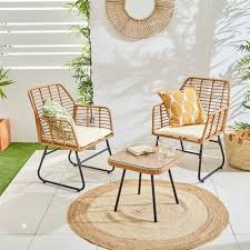 Chair Table Outdoor Rattan Bistro Set