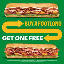 Subway BOGO: buy one footlong, get one FREE