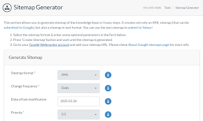 sitemap generation in knowledge base
