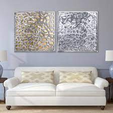 Silver Leaf 3d Abstract Metal Wall Art