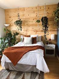 Bedroom With Natural Wood Accent Wall