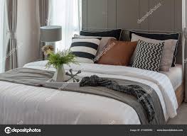modern bedroom design grey color tone