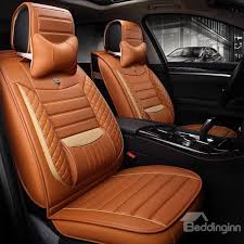 Car Seat Cover Orange Cream Pu Leather