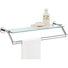 Chrome Towel Bar Glass Bathroom Shelves
