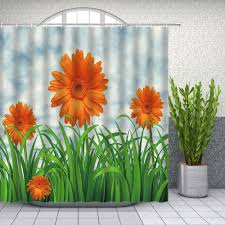 Also set sale alerts and shop exclusive offers only on shopstyle. Orange Daisy Flower Green Leaf Plant Shower Curtains Bathroom Decor Waterproof Polyester Cloth Curtain Set Cheap Shower Curtains Aliexpress