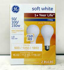 Ge 1057951 50 100 150w 3 Way Long Life Incandescent Light Bulb 2 Pack Soft White For Sale Online Ebay