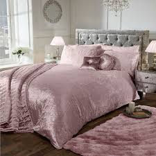 blush pink crushed velvet duvet cover