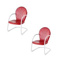 Set Of 2 Metal Arm Chair In Red