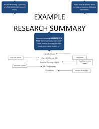 Research Summary Examples Pdf Examples