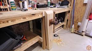 Woodworking bench vise clamp meja. Leg Vise On A 2 4 Workbench Jays Custom Creations