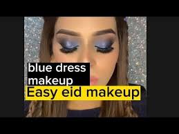 blue dress makeup for eid tutorial step