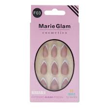 marie glam french preglued nails f03