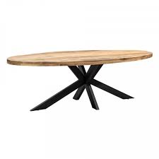 Solid Wood Oval Dining Table Black