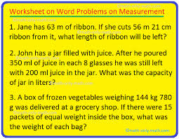 Word Problems On Measurement