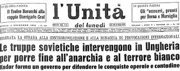 Hungarian uprising — headline in the Italian Communist daily newspaper  L'Unità (5 November 1956) - CVCE Website