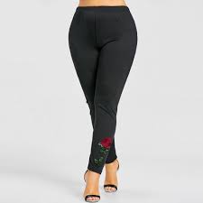 2019 Plus Size Yoga Pants Embroidered Rose Pants Jogging Femme Pantalon Black 2018 From Quintin 25 47 Dhgate Com