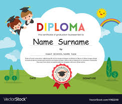 Preschool Elementary School Kids Diploma Template